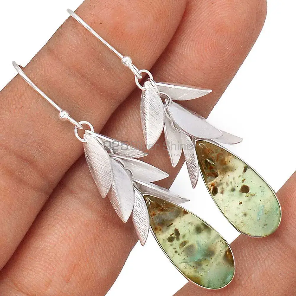925 Sterling Silver Handmade Earrings In Chrysoprase Gemstone Jewelry 925SE3024_2