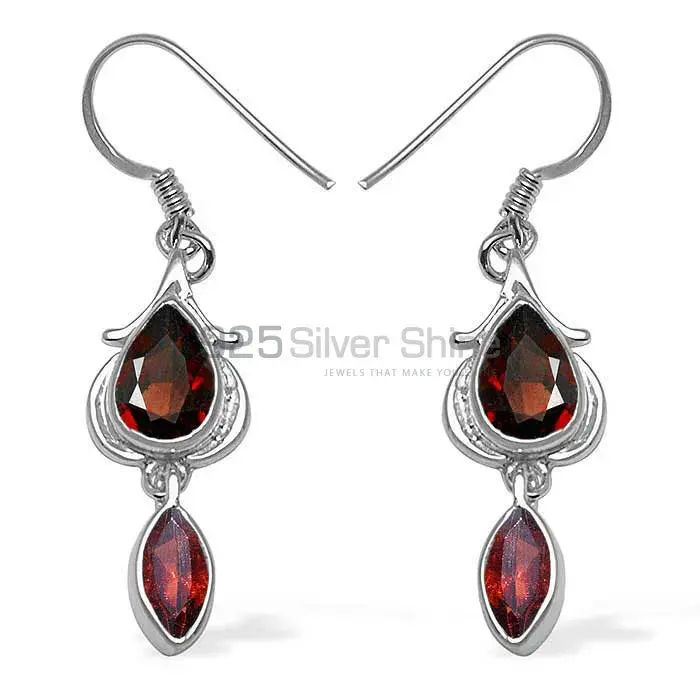 925 Sterling Silver Handmade Earrings In Garnet Gemstone Jewelry 925SE1070_0