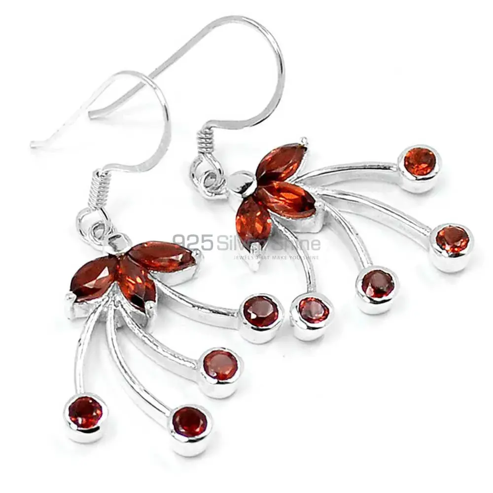 925 Sterling Silver Handmade Earrings In Garnet Gemstone Jewelry 925SE517_0