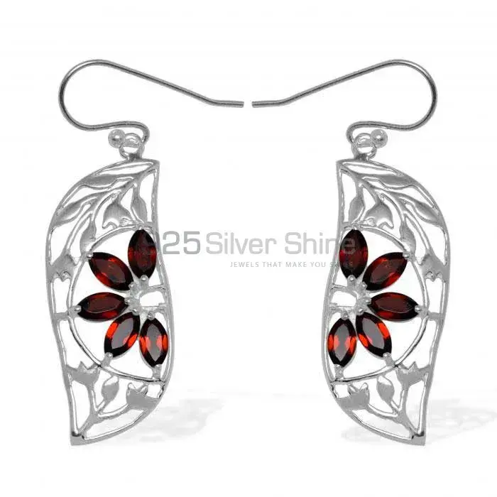 925 Sterling Silver Handmade Earrings In Garnet Gemstone Jewelry 925SE912_0