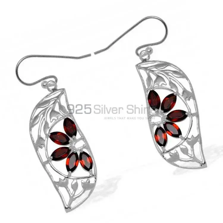 925 Sterling Silver Handmade Earrings In Garnet Gemstone Jewelry 925SE912_1