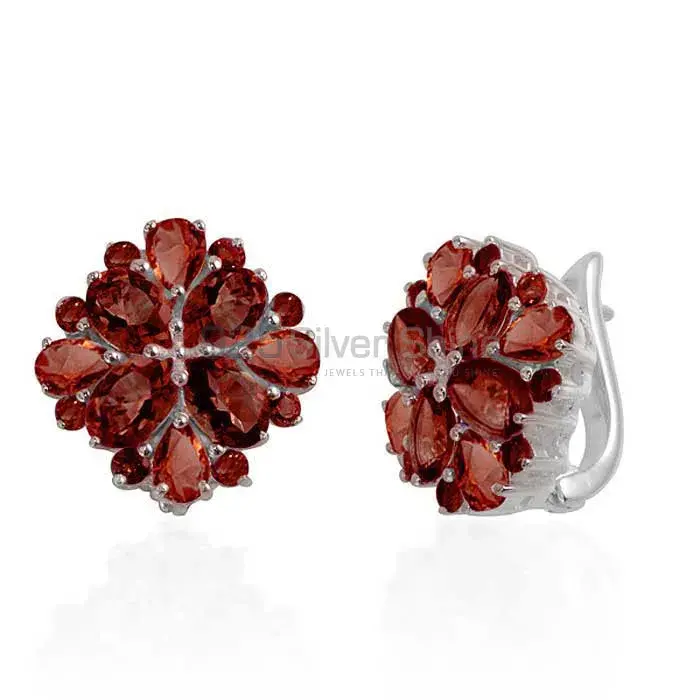925 Sterling Silver Handmade Earrings In Garnet Gemstone Jewelry 925SE991_0