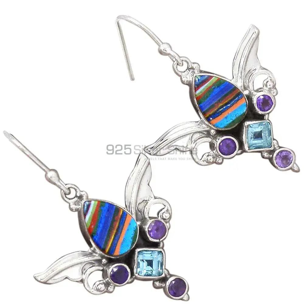 925 Sterling Silver Handmade Earrings In Multi Gemstone Jewelry 925SE2627_0