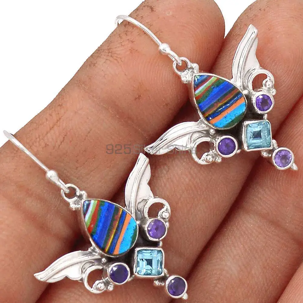 925 Sterling Silver Handmade Earrings In Multi Gemstone Jewelry 925SE2627_1