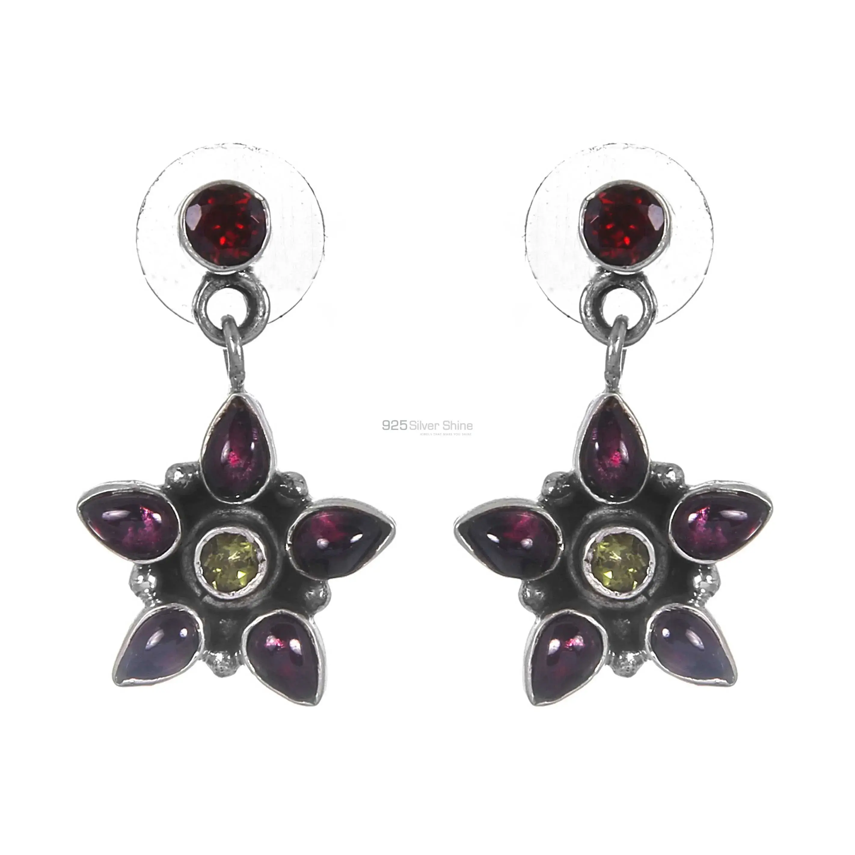 925 Sterling Silver Handmade Earrings In Multi Gemstone Jewelry 925SE280