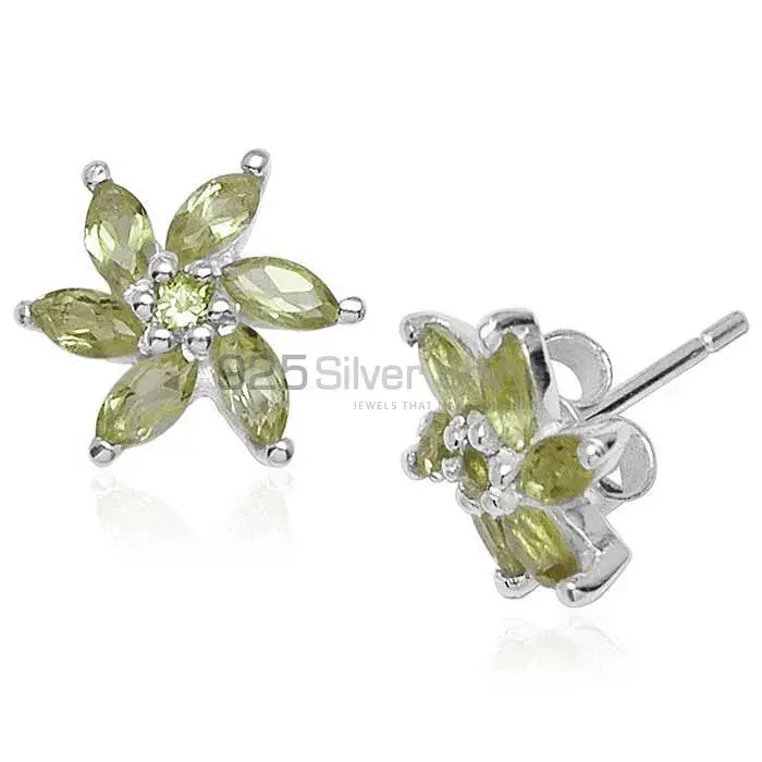 925 Sterling Silver Handmade Earrings In Peridot Gemstone Jewelry 925SE754