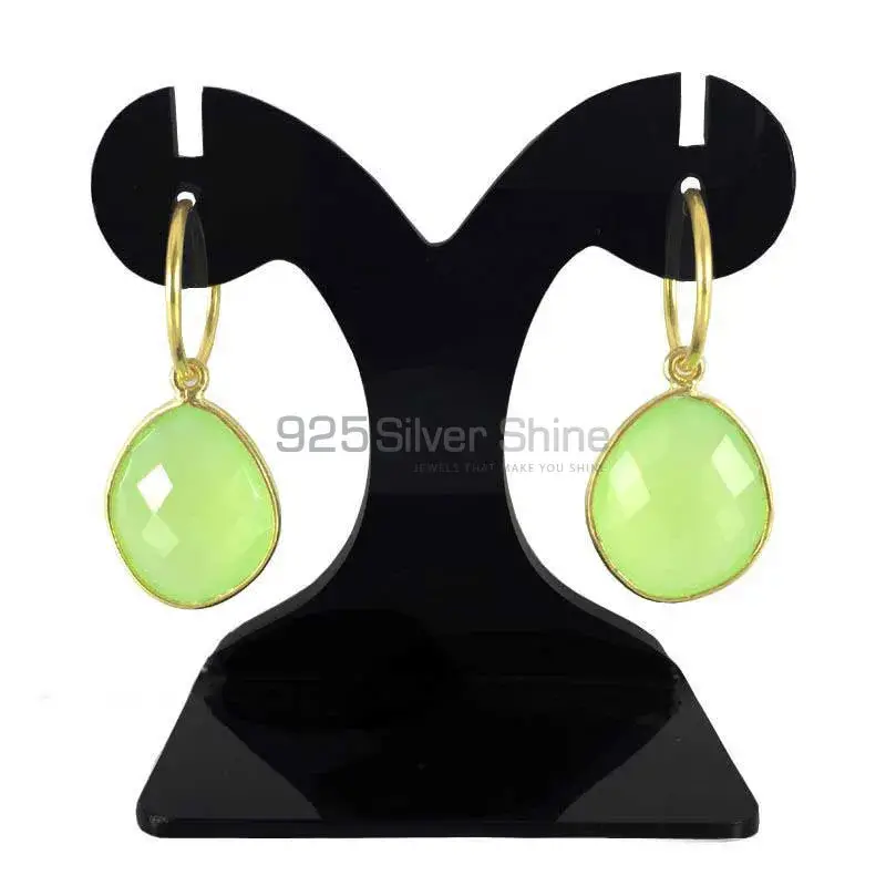 925 Sterling Silver Handmade Earrings In Prehnite Gemstone Jewelry 925SE1298_0