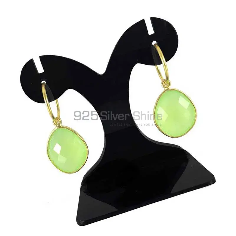 Unique 925 Sterling Silver Handmade Earrings Manufacturer In Prehnite Gemstone Jewelry 925SE1298_0