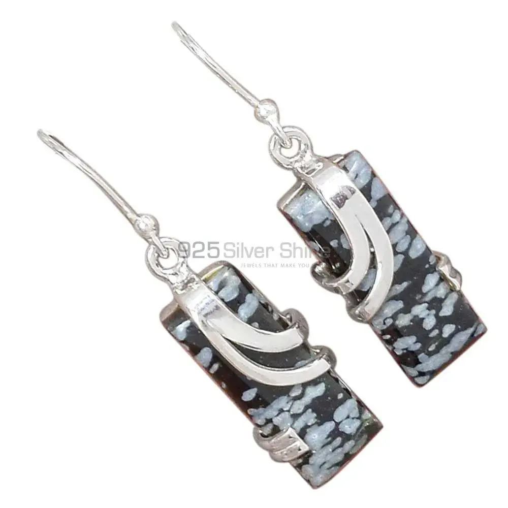 Unique 925 Sterling Silver Handmade Earrings Manufacturer In Snow Flax Jasper Gemstone Jewelry 925SE2074_1