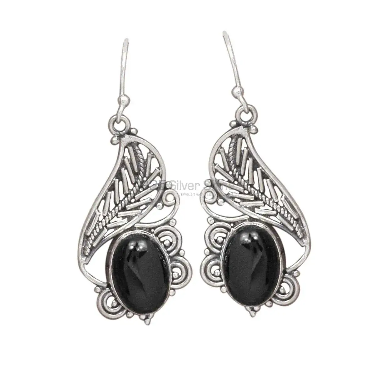Unique 925 Sterling Silver Handmade Earrings Suppliers In Black Onyx Gemstone Jewelry 925SE2955