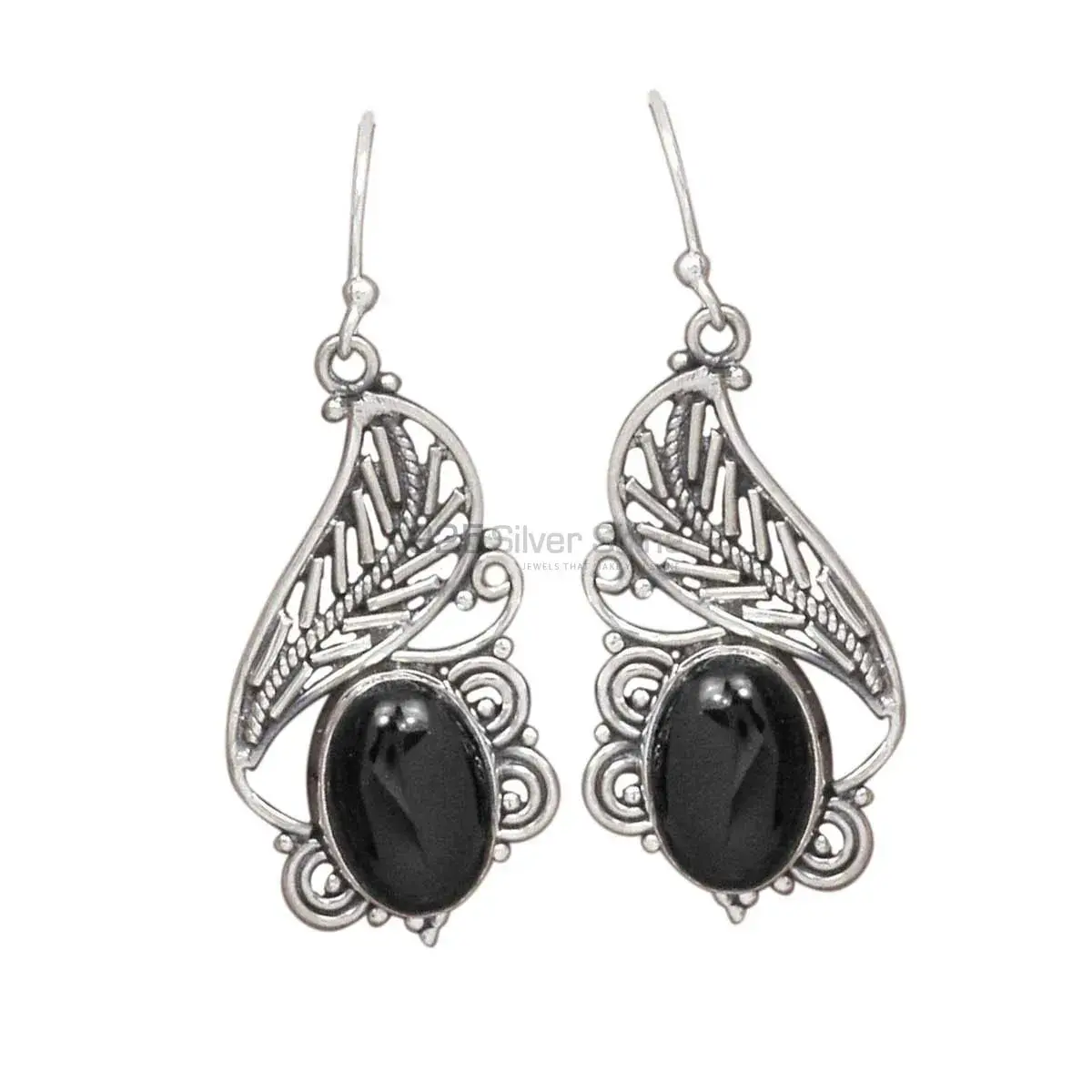 925 Sterling Silver Handmade Earrings In Black Onyx Gemstone Jewelry 925SE2955_0