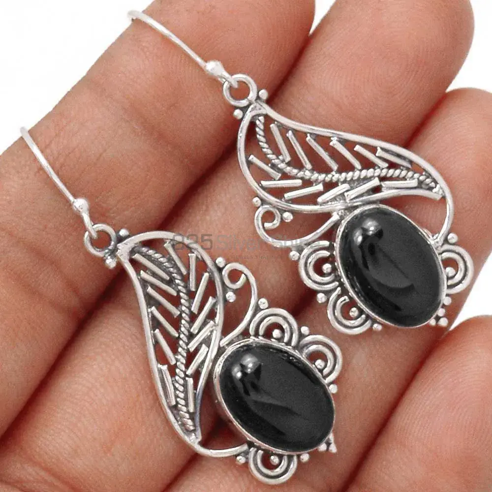 Unique 925 Sterling Silver Handmade Earrings Suppliers In Black Onyx Gemstone Jewelry 925SE2955_0