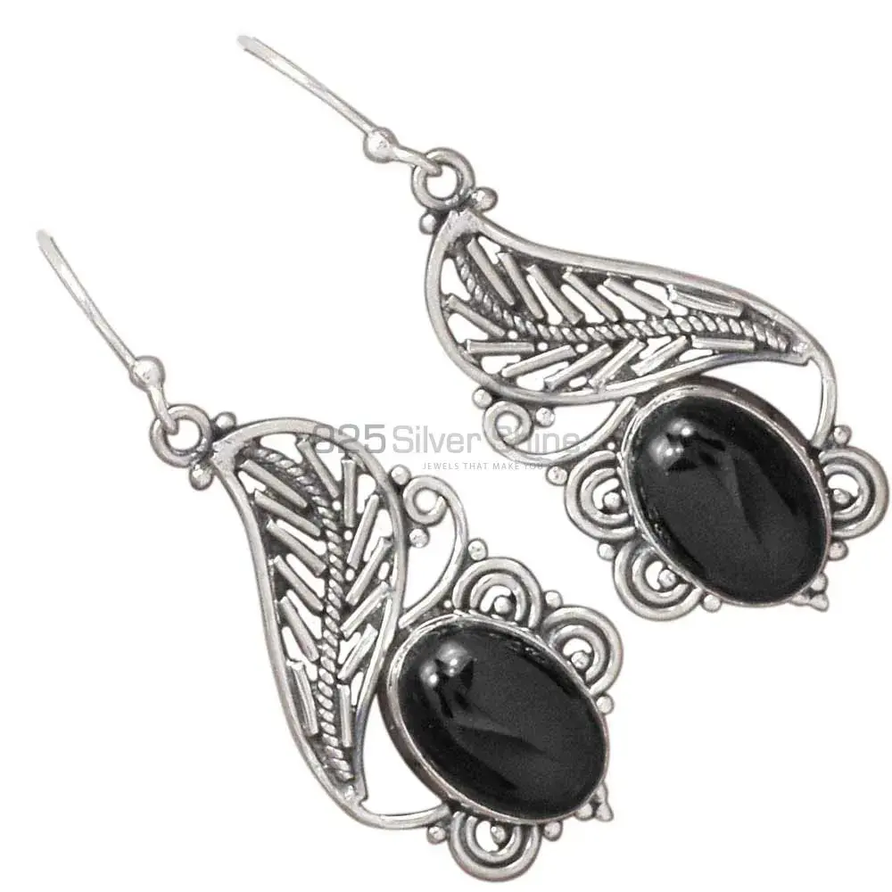 Unique 925 Sterling Silver Handmade Earrings Suppliers In Black Onyx Gemstone Jewelry 925SE2955_1