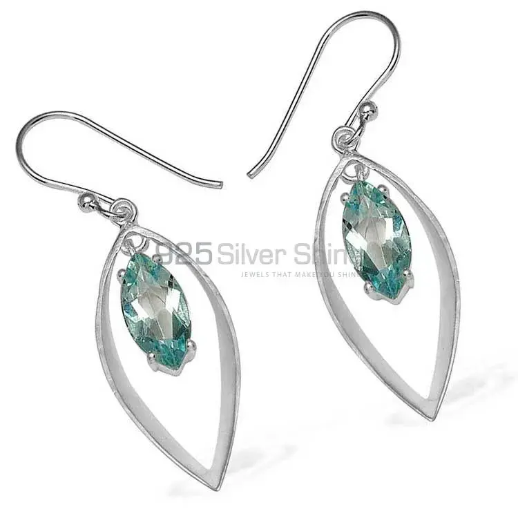 Unique 925 Sterling Silver Handmade Earrings Suppliers In Blue Topaz Gemstone Jewelry 925SE764_0