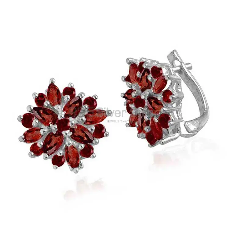 925 Sterling Silver Handmade Earrings In Garnet Gemstone Jewelry 925SE1001_1