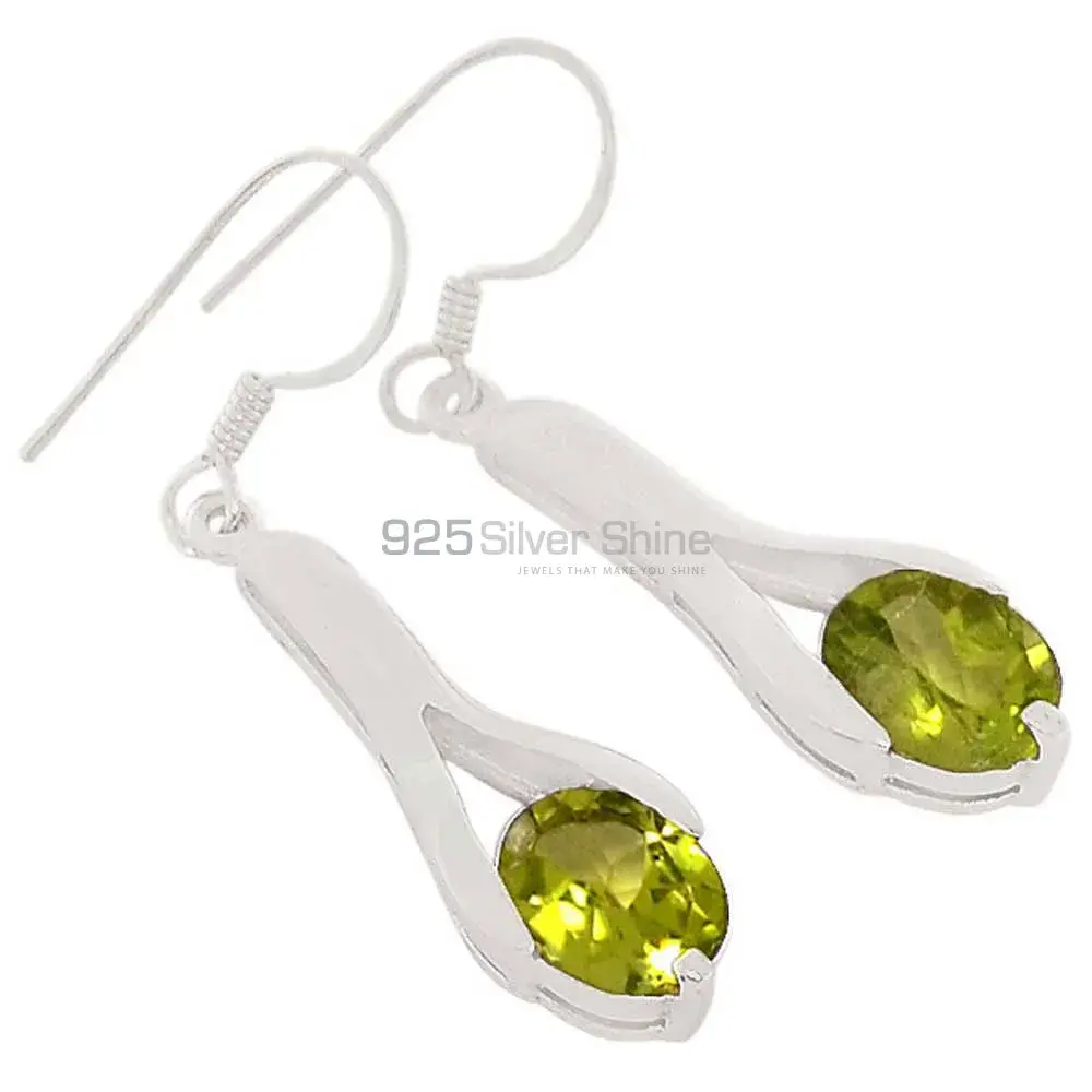 925 Sterling Silver Handmade Earrings In Peridot Gemstone Jewelry 925SE369_0