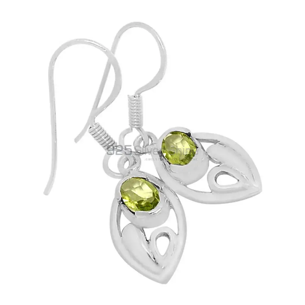 925 Sterling Silver Handmade Earrings In Peridot Gemstone Jewelry 925SE606_0