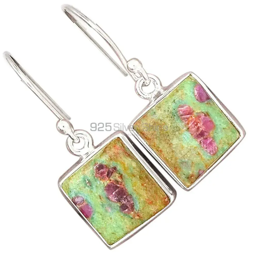 925 Sterling Silver Handmade Earrings In Ruby Zoisite Gemstone Jewelry 925SE2400_2