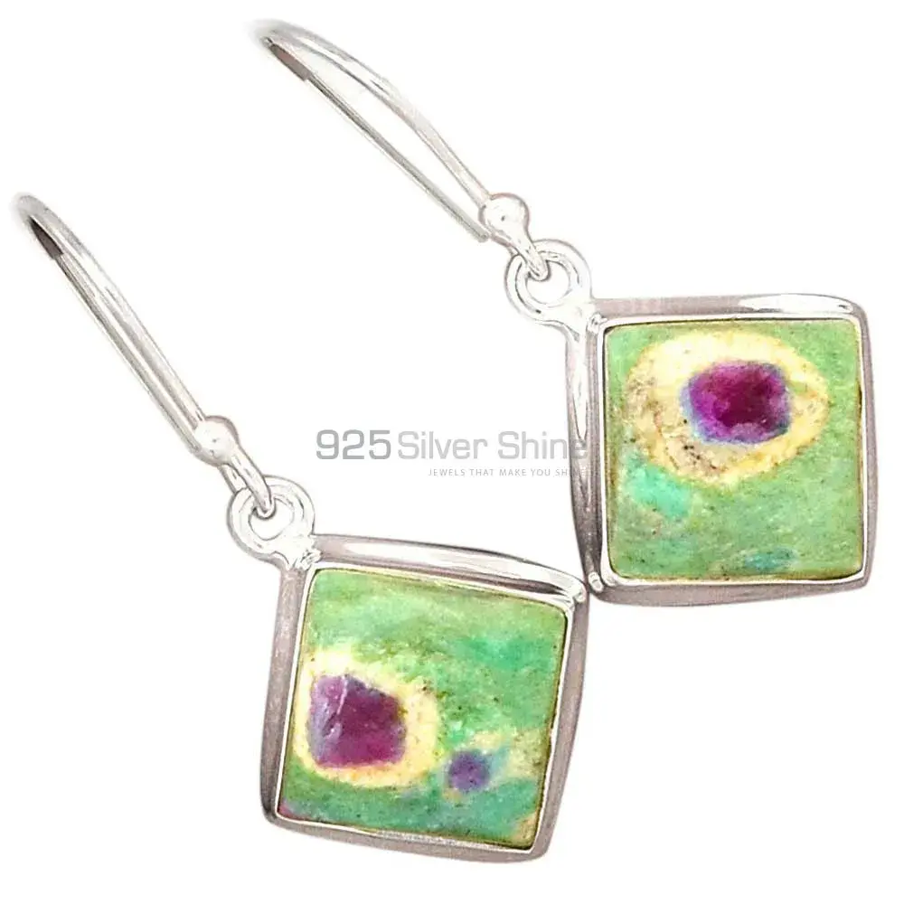 Unique 925 Sterling Silver Handmade Earrings Suppliers In Ruby Zoisite Gemstone Jewelry 925SE2400_1