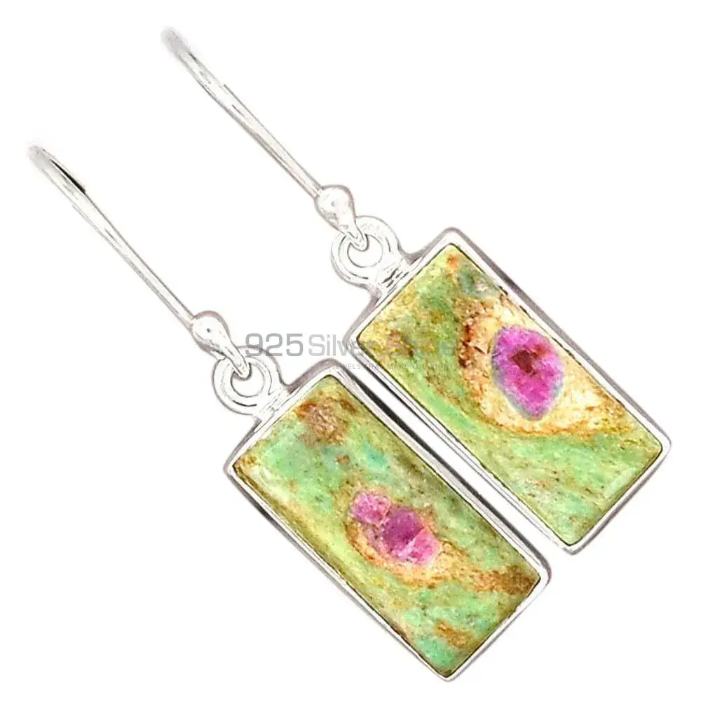 925 Sterling Silver Handmade Earrings In Ruby Zoisite Gemstone Jewelry 925SE2400_4