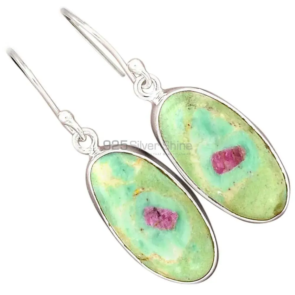 Unique 925 Sterling Silver Handmade Earrings Suppliers In Ruby Zoisite Gemstone Jewelry 925SE2400_3