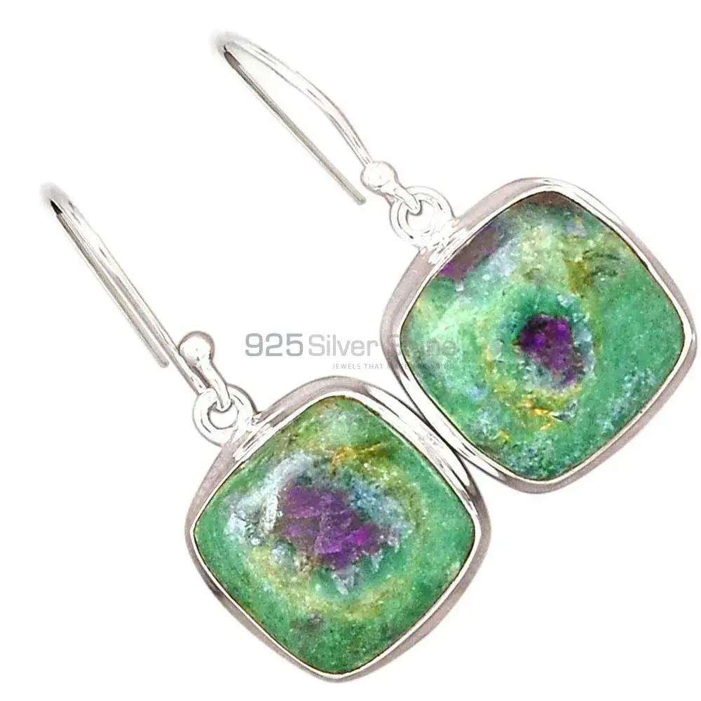 Unique 925 Sterling Silver Handmade Earrings Suppliers In Ruby Zoisite Gemstone Jewelry 925SE2400_4