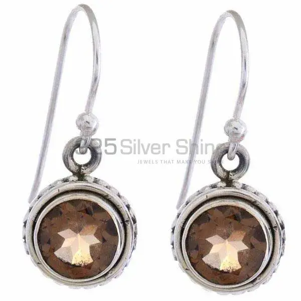 925 Sterling Silver Handmade Earrings In Smoky Quartz Gemstone Jewelry 925SE1229_0