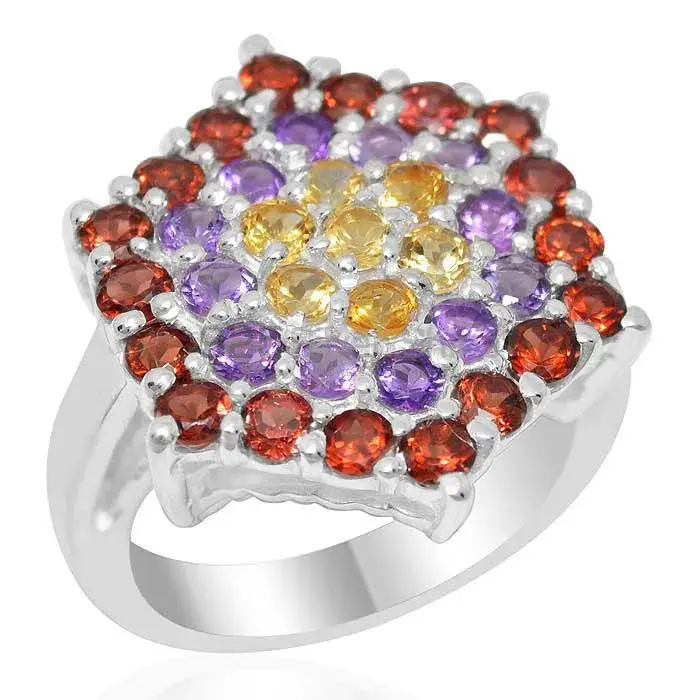 Unique 925 Sterling Silver Handmade Rings Exporters In Multi Gemstone Jewelry 925SR2055