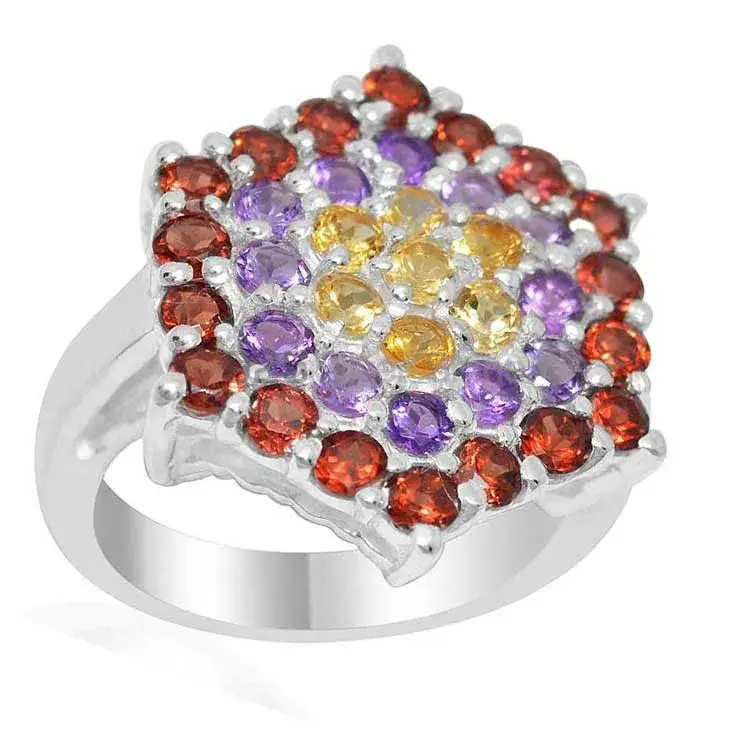 Unique 925 Sterling Silver Handmade Rings Exporters In Multi Gemstone Jewelry 925SR2055_0