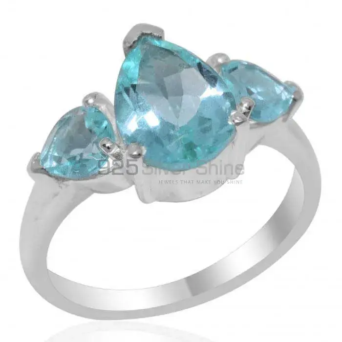 Unique 925 Sterling Silver Handmade Rings Manufacturer In Blue Topaz Gemstone Jewelry 925SR2040