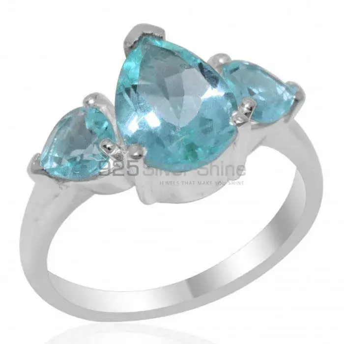 925 Sterling Silver Handmade Rings In Blue Topaz Gemstone Jewelry 925SR2040_0
