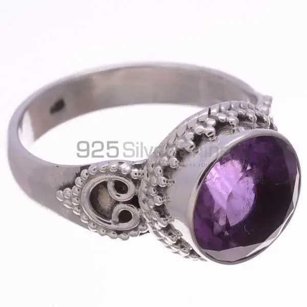 Round Amethyst Gemstone Sterling Silver Rings 925SR3653_0