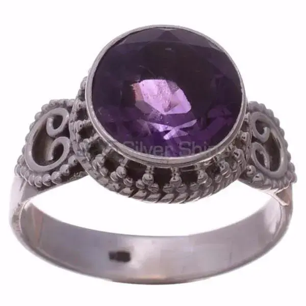 Round Amethyst Gemstone Sterling Silver Rings 925SR3653_0