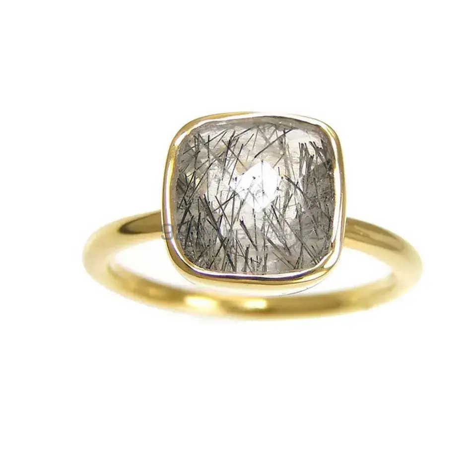 Unique 925 Sterling Silver Handmade Rings Suppliers In Black Rutile Gemstone Jewelry 925SR3811