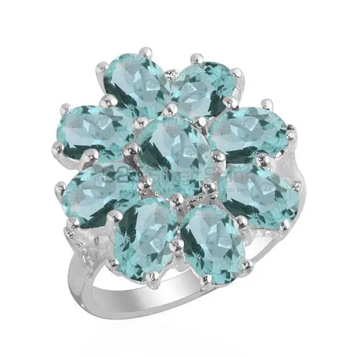 Unique 925 Sterling Silver Handmade Rings Suppliers In Blue Topaz Gemstone Jewelry 925SR2129