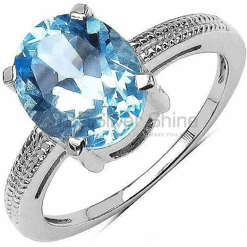 Unique 925 Sterling Silver Handmade Rings Suppliers In Blue Topaz Gemstone Jewelry 925SR3086
