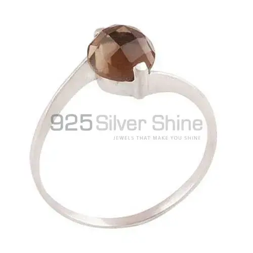 Unique 925 Sterling Silver Handmade Rings Suppliers In Smoky Quartz Gemstone Jewelry 925SR3417