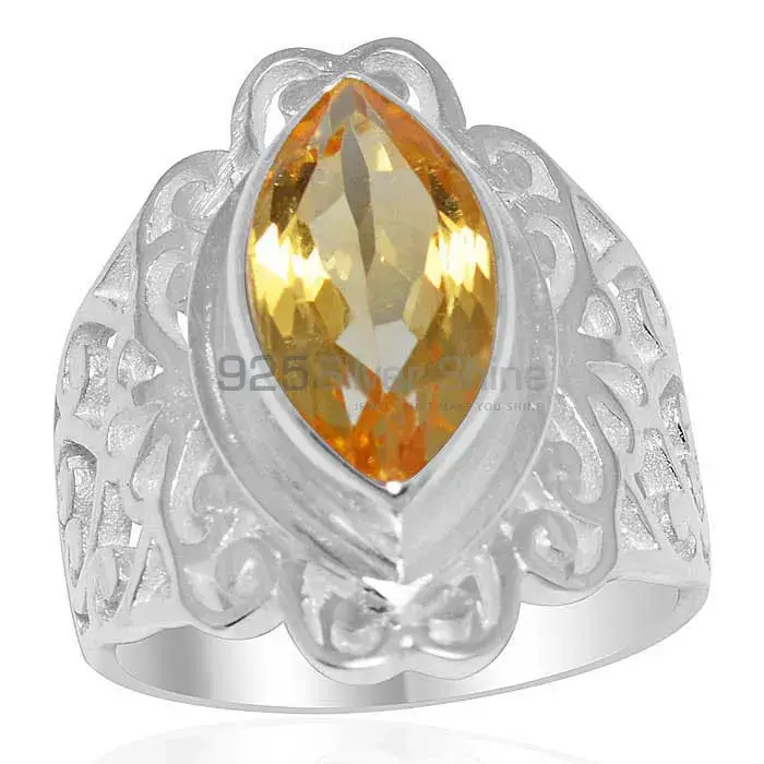 Sterling Silver Citrine Stone Filigree Women Rings 925SR1652_0