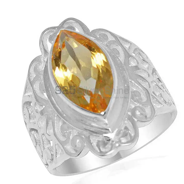 Sterling Silver Citrine Stone Filigree Women Rings 925SR1652_0