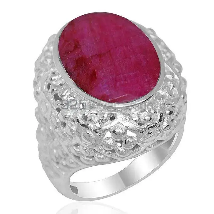 Unique 925 Sterling Silver Rings In Dyed Ruby Gemstone Jewelry 925SR1956