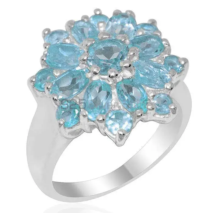 Unique 925 Sterling Silver Rings Wholesaler In Blue Topaz Gemstone Jewelry 925SR2045