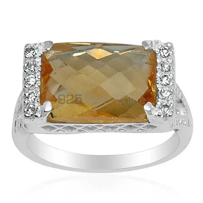 Sterling Silver Citrine And CZ Gemstone Rings 925SR1583