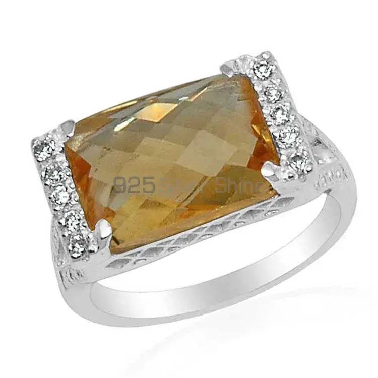 Sterling Silver Citrine And CZ Gemstone Rings 925SR1583_1