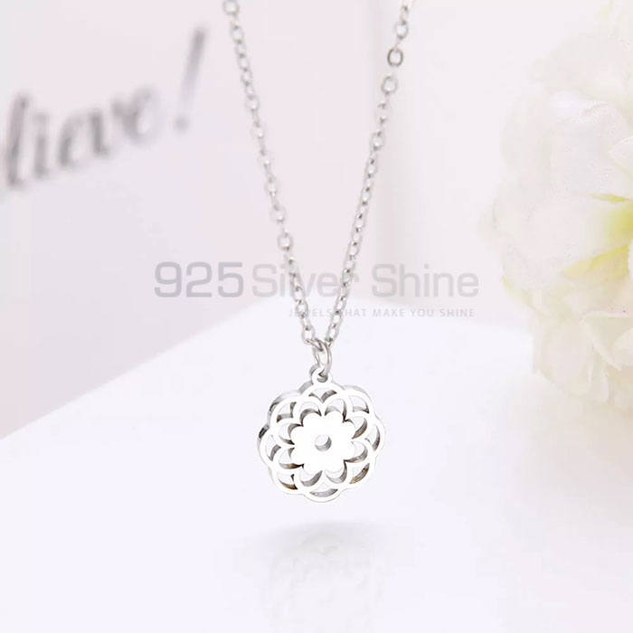 Design Flower 925 Silver Necklace Jewelry FWMN211