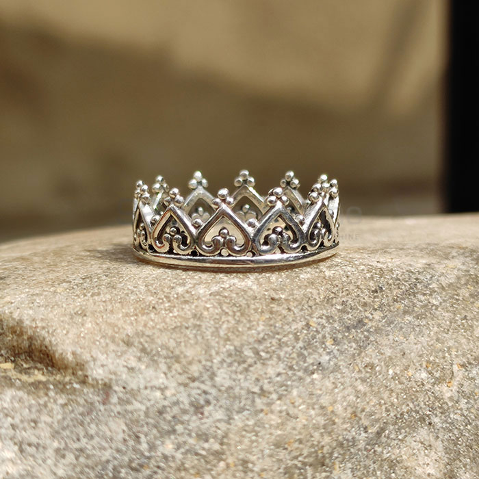 Unique Vintage Style Crown Dainty Princess Ring In Sterling Silver SSR78-1