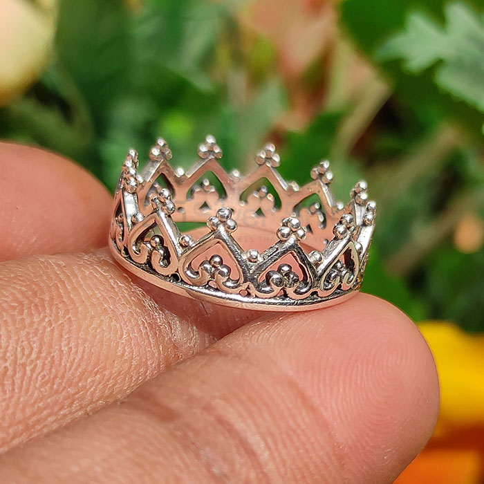 Unique Vintage Style Crown Dainty Princess Ring In Sterling Silver SSR78-1_0