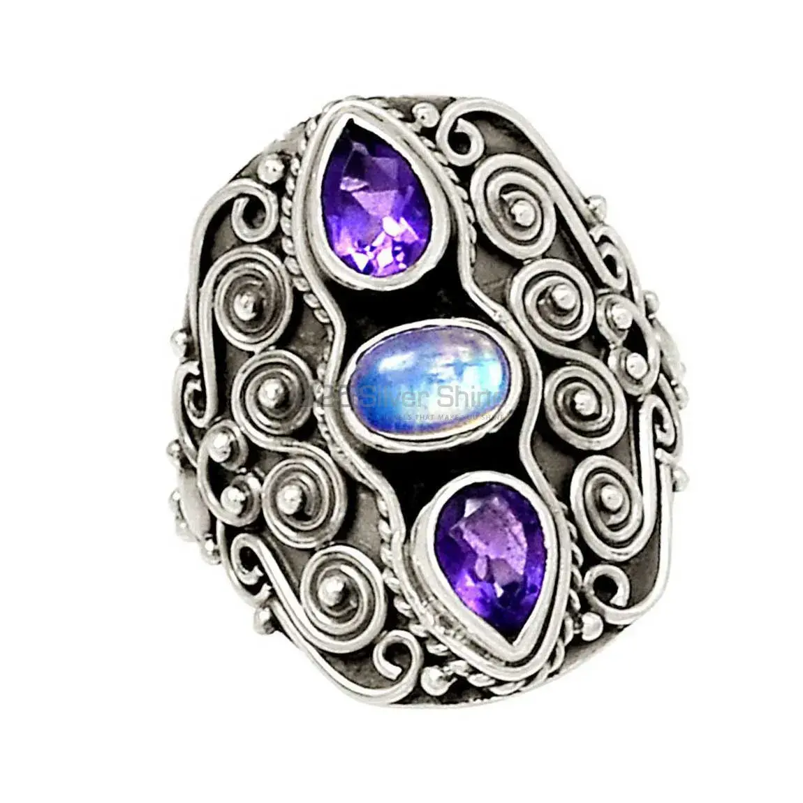 Unique Women's Silver Jewelry In Natural Stone Rings 925SR2230