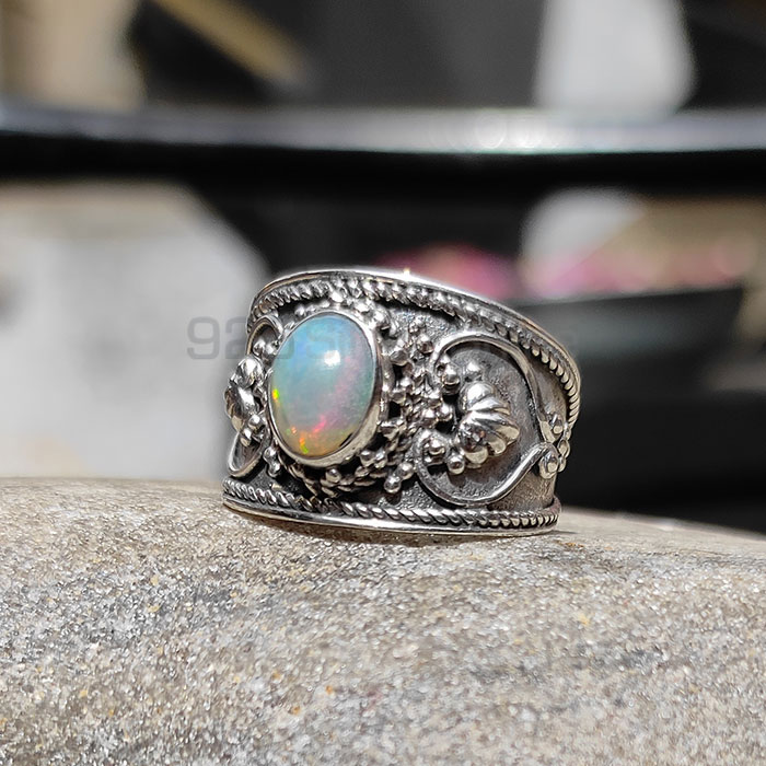 Natural Ethiopian Opal gemstone sterling silver rings SSR80_0