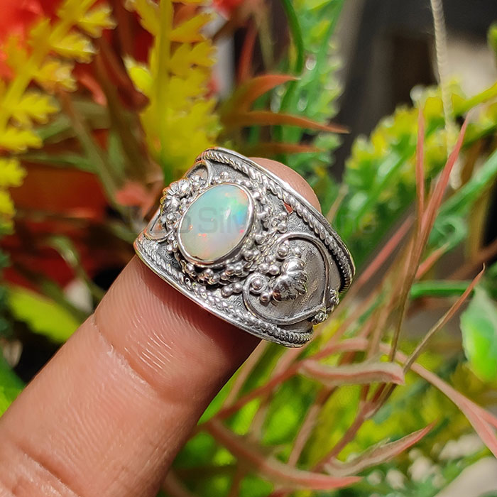 Natural Ethiopian Opal gemstone sterling silver rings SSR80_1
