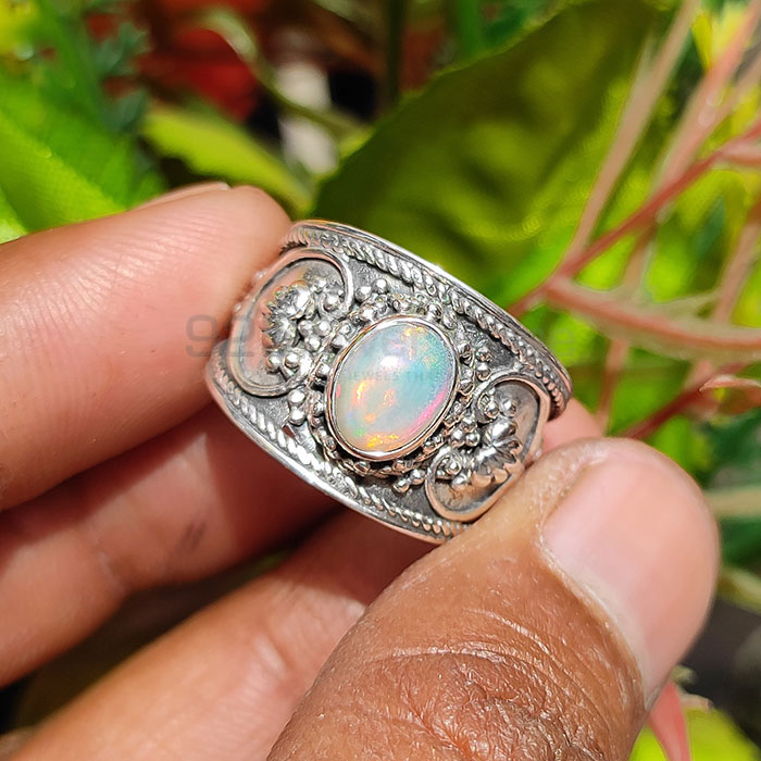 Natural Ethiopian Opal gemstone sterling silver rings SSR80_3